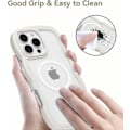 Pikkukuva 4 / 5: Magneettinen iPhone 16 Pro Max -kotelo, yhteensopiva MagSafe-laturin kanssa, söpö kihara aaltoileva kehys, läpinäkyvä kotelo tytöille ja naisille, läpinäkyvä TPU-puskuri, iskunkestävä suoja