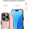 Miniatyrbild 2 av 5: Apple iPhone 16 Pro Max Skal Söt med Handledsrem Stativ för Kvinnor Flickor, PU Läder Handledsband Telefonfodral med Ring