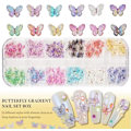 Miniatyrbild 3 av 5: 1 Set Fjärilsrosett-naglar, Fjärilsrosett-nagelberlockset, 3D Blandade Färger Aurora Fjärilar Form Rosetter Nagelkonstdekoration