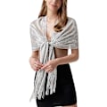 Miniatyrbilde 3 av 4: Kvinners Tassel Sjal for Kveld, Fest, Bryllup med Trykknapper Silver