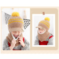Miniatyrbilde 4 av 4: Baby Beanie Scarf Set Vinter Varm Beanie Hat Strikket Halsvarmer