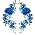 Miniatyrbild 1 av 5: 1 Par Blå Ros Broderi Patch Vackra Blommor Broderade Applikationsplaster för Kläder