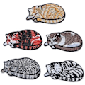 Miniatyrbillede 1 af 5: 5,8x3cm Broderet Kattelap, 5 stk Søde Dyr Sovende Kat Stryge-på-lap, DIY Dekorativ Reparationslap Tilbehør til C