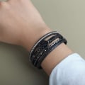 Miniatyrbillede 2 af 5: Læder Wrap Armbånd Boho Manschet Armbånd til Kvinder Krystal B