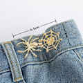 Miniatyrbilde 2 av 5: 3 Sett Erstatnings Spider Cobweb Jeansknapper For Løse Jeans, Gjenbrukbare Spider Web Bukser Midje Strammer Knappnåler Edderkoppdyr Ingen Sy Metallknapper For