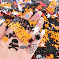 Miniatyrbillede 2 af 5: Halloween Konfetti Bordkonfetti Bordspredning Græskar Edderkopper Flagermus Hekse Edderkoppespind Stjerner Kat Spøgelse Halloween Kranium