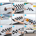 Miniatyrbillede 5 af 5: (Sort) 1 par 18cm Racing Ternet Flag Side Stripe Stickers Gitter Grid Stripe Grafik Vandtæt