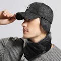Miniatyrbillede 2 af 5: Sort Baseball Cap Mænds Vinter Varmt Uld Fleece med Øreklapper P
