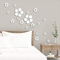 Miniatyrbild 4 av 5: 18 st Väggdekaler i Akryl Spegel för Hem Vardagsrum Sovrum Dekoration 3D Blomma DIY Väggdekoration Silver