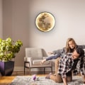 Miniatyrbilde 3 av 5: Dimbar månevegglampe plugg moderne LED-vegglampe med fjernkontroll