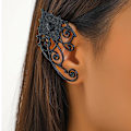 Miniatyrbilde 2 av 4: Alveøre Mansjett Øredobber Gotisk Svart Rhinestone Alve Øre Mansjetter Punk Filigran Wrap Brusk Klatre Stud Øredobber Statement Fantasy Halloween Co