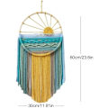 Pikkukuva 5 / 5: 30x60cm Auringonlaskun Makrame-seinävaate, Tapetti Dreamcatchers Seinätaide Makrame Auringon Seinäkoriste Käsintehty Kudottu Boho Tapetti