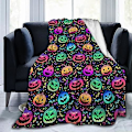 Miniatyrbilde 1 av 5: Halloween-gresskar Teppe Neon Kastteppe Bursdagsgaver Mykt Sofateppe Neon Gresskar Kastteppe for Reise Camping
