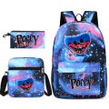 Pikkukuva 1 / 4: Huggy Wuggy -lasten reppu 3-osainen koululaukku Poppy Playtime s