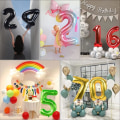Miniatyrbillede 5 af 5: Sæt med 5 40 tommer gyldne tal 70 balloner, kæmpe 70. helium