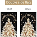 Miniatyrbillede 5 af 5: 12x18 Tommer Glædelig Jul Træ Haveflag Velkommen Jul Dobbeltsidet Lille Burlap Vinter Hus Haveflag Ferie Ude