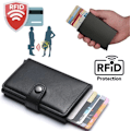 Miniatyrbillede 1 af 5: Sort RFID NFC Beskyttelses Pung Kort Indehaver 5 Kort (Ægte Læder) Sort