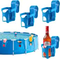 4-delt kopholder sæt til poolen, blå, plastik, stabil og holdbar, pooltilbehør, til sommerfester, swimmingpool