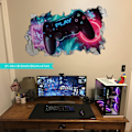 Miniatyrbild 3 av 4: 3D Gamer Väggdekaler, Gamer Väggposter Dekoration, Pojkar Sovrum Väggdekal, Modern Vardagsrum Dec
