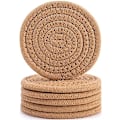 Miniatyrbillede 1 af 5: 6 stk. Underkopper til Drikkevarer, Superabsorberende Underkopper, Stilfulde Håndlavede Runde Vævede Underkopper til Kaffebord Bordplade