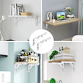 Miniatyrbilde 5 av 5: 2 stk. Foldbare Firkanter, 250mm Foldbar Firkantet, Foldbar Hyllebrakett i Rustfritt Stål, Hvit Hyllebrakett