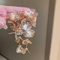 Miniatyrbillede 2 af 3: Store Filigran Håndlavede Blomsterkvast Drop Dingle Øreringe til Kvinder, Overdrevne Statement Blomster Metal Boho Trendy Mode Plante Øreringe