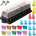 Miniatyrbillede 1 af 5: 32V 40A 8-vejs standard sikringsboks, vandtæt 6,3 mm sikringsboksholder, med 10 stk. løse bladfuse (3A 5
