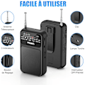 Miniatyrbilde 4 av 5: stk Svart Liten Bærbar Radio, Lomme FM-radio med Oppladbart 800mAh Batteri, Utmerket Mottak, Transistor Batteriradio Ideell for Gåing og