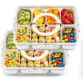 Miniatyrbild 1 av 4: （2-pack）Delad serveringsbricka med lock och handtag, 8 fack, snacksbox, charcuterie-behållare, snacksbox