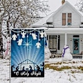 Miniatyrbillede 3 af 5: 30x45cm Glædelig Jul Haveflag til Udendørs O Hellige Nat Julekrybbe Haveflag Dobbeltsidet Lille Jul