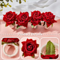 Miniatyrbild 3 av 5: Blomservett Rings Set om 6 Konstgjorda Ros Röda Blomservett Ri