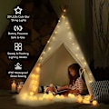 Miniatyrbild 3 av 5: 20 LED Stjärnformade Ljuskedjor 10 FT Fe-Julbelysning Batteridriven för inomhus & utomhus, Fest, Bröllop och Semester