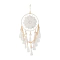 Miniatyrbillede 1 af 5: Drømmekatcher Væghæng med Pomponer Stor Hvid Drømmekatcher Træperler Boho Væghæng, Håndlavet Kvaster Ornament