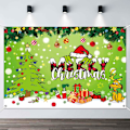 Miniatyrbillede 3 af 5: 1 stk Grøn Julebaggrund Glædelig Jul Festdekorationer Tegneserietema Julebaggrunde til Fotografi Bac