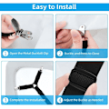 Miniatyrbillede 3 af 5: (Sort) Lagenstropper, 2 stk. 4 klips Justerbar monteret lagen Trekant Fastener Elastisk Madrassen Tens