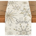 Miniatyrbild 1 av 4: Beige Snöflinga Låt Det Snöa Vinterbordstablett, Säsongsbetonad Julköksmatbord Dekoration för Hemfest Dekor