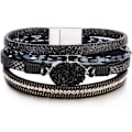 Miniatyrbillede 1 af 5: Læder Wrap Armbånd Boho Manschet Armbånd til Kvinder Krystal B