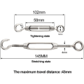Miniatyrbillede 3 af 5: 6 stk. Wire Turnbuckle Turnbuckle M4 Rustfrit stål Justerbar Tu