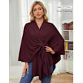 Miniatyrbilde 3 av 4: Elegante sjal-wraps for kvinner - Myk poncho-genser med åpen front for vår, høst og vinter