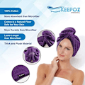 Miniatyrbillede 4 af 4: 2 stk. Hårhåndklæde Wrap Hurtig Tørring 100% Bomuld Super Absorberende Turban Hår Wrap til Kvinder med Knap, Ikke Mikrofiber Anti