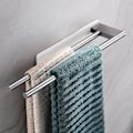 Miniatyrbillede 4 af 5: Håndklædeholder til badeværelse uden boring, rustfrit stål, dobbelt håndklædeholder, klæbende, to arme, vægmontering