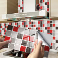 Miniatyrbillede 1 af 5: 24 Stykker (Rød Mosaik) Rektangulære Selvklæbende Dekorative Fliser