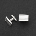 Miniatyrbilde 3 av 5: 2PCS Mansjettknapper for Menn Klassisk Sølv Rustfritt Stål Mansjettknapper Stripete Mansjettknapper for Dresskjorte Bryllup