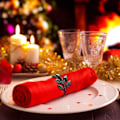Miniatyrbilde 2 av 5: 6 stk. Thanksgiving Metallblad Serviettringer Sett Høstblad Servietspenneholdere for Julerett Bryllup Bankett B