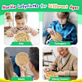 Miniatyrbilde 5 av 5: Trelabyrint Brettspill i Tre, Rund Trelabyrint, Labyrintpuslespill med To Metallkuler, Aktivitetsbrett for Småbarn for Utdanning