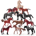 Miniatyrbillede 1 af 5: 12 stk. realistiske mini hestefigurer legetøjssæt arabisk hest hannover hest morgan hingst