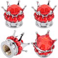 Miniatyrbillede 1 af 5: Bildæk Ventilhætter, 4 stk. ABS Krone Universal Dækhjul Ventilhætter Diamant Bildæk Ventilhætter Dæksel til Biler Lastbiler Cykler (Rød)
