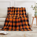 Miniatyrbillede 1 af 4: 130x150cm Halloween tæppe orange og sort flanel tæppe til sofa soveværelse stol hjem indretning lys