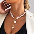 Miniatyrbillede 2 af 4: Boho Perle Choker Halskæde Guld Perle Paljetter Vedhæng Halskæder Kæde Vintage Halskæder til Kvinder
