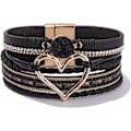 Miniatyrbillede 1 af 5: 19×3×0,3cm Hjerte Wrap Armbånd Stakbare Boho Manschetter Trendy Harpiks Sten Rhinestone Armbånd med Magnetisk Spænde